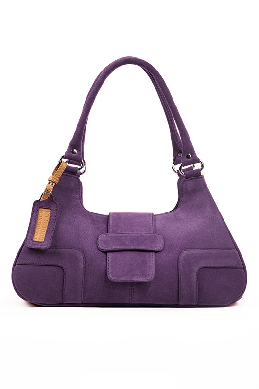 Amethyst purple women's dress handbag, matching pumps and belts. Top view - Florence KOOIJMAN